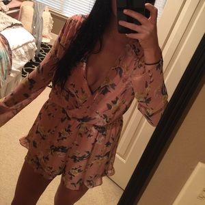 Floral pink romper